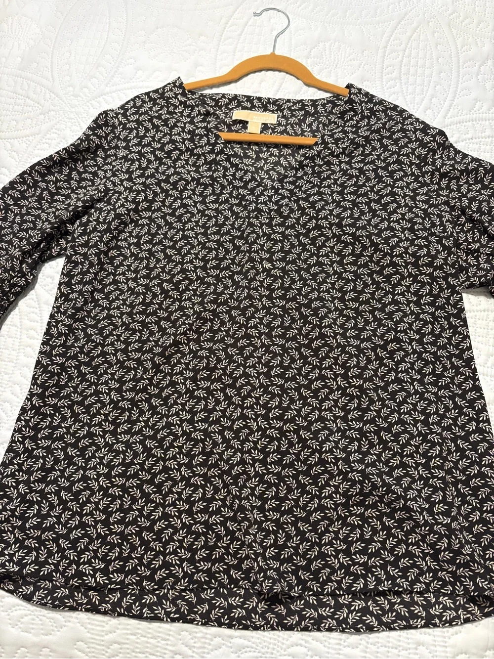 Women’s Michael Kors Black Floral Long-Bell Sleeve Blouse